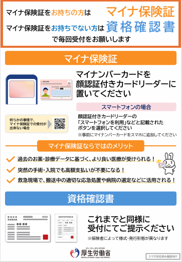 マイナ保険証・資格確認書提示のリーフレット